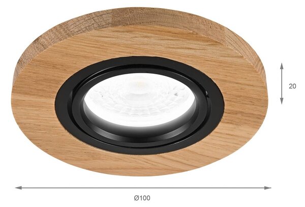 Plafoniera a incasso Tobby, Ø 10 cm, set da 3, legno di quercia GU10 Tobby Lamkur, dimmerabile, Legno chiaro, Soggiorno / Sala da pranzo, Legno, Scandinavo, Faretto da incasso