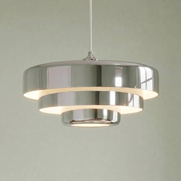 Lampada a sospensione Tivra Lindby, dimmerabile, Cromo / Argento, Soggiorno / Sala da pranzo, Metallo, Design, Lampada a sospensione