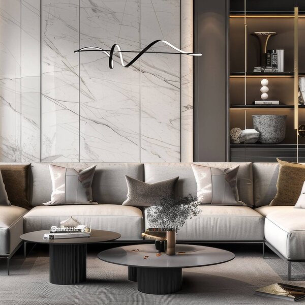 Lampada LED a sospensione Sash, metallo, nero, 4.000 K Sash Milagro Lighting, Nero, Soggiorno / Sala da pranzo, Metallo, Moderno