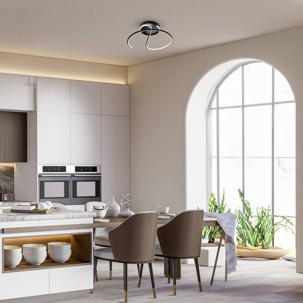 Plafoniera a LED Delta Milagro Lighting, Nero, Soggiorno / Sala da pranzo, Metallo, Moderno, Plafoniera LED