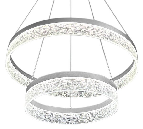Lampada LED a sospensione Gala, argento, metallo, Ø 60 cm, 4.000 K Gala Milagro Lighting, Cromo / Argento, Soggiorno / Sala da pranzo, Metallo, Moderno