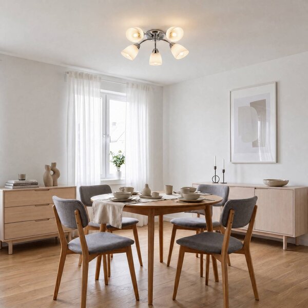 Plafoniera soffitto Portos Milagro Lighting, dimmerabile, Cromo / Argento, Soggiorno / Sala da pranzo, Metallo, Plafoniera