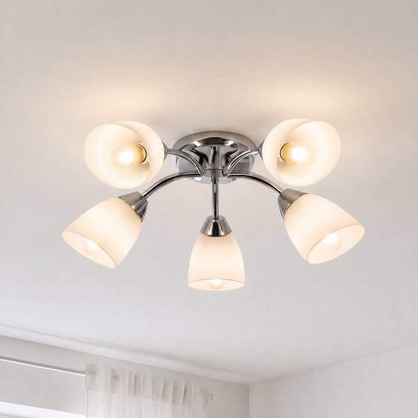 Plafoniera soffitto Portos Milagro Lighting, dimmerabile, Cromo / Argento, Soggiorno / Sala da pranzo, Metallo, Plafoniera