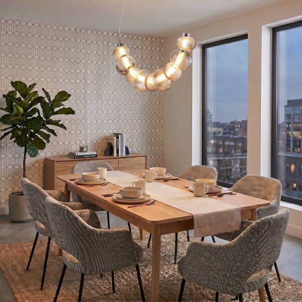 Lampada LED a sospensione Bolla, cromo/grigio fumo, vetro, lunghezza 79,5 cm Bolla Milagro Lighting, Cromo / Argento, Soggiorno / Sala da pranzo, Vetro, Moderno