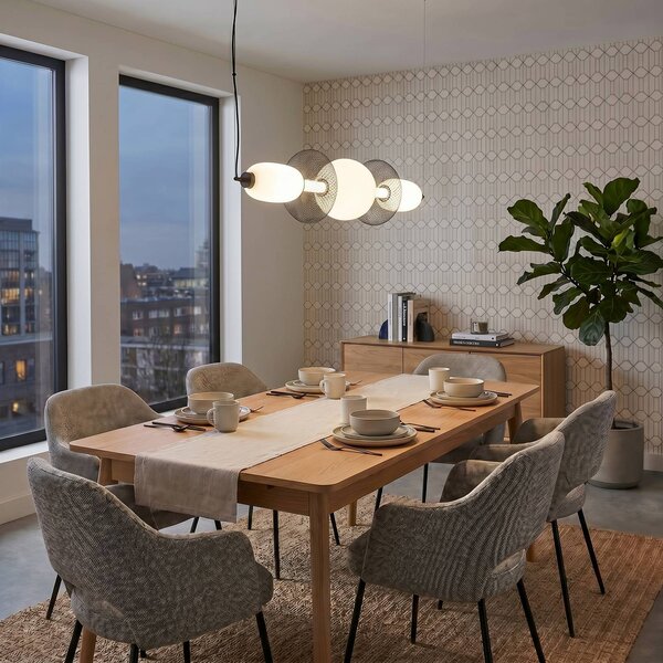 Lampada LED a sospensione Arame, nero/bianco, vetro, lunghezza 93,5 cm Arame Milagro Lighting, Nero, Soggiorno / Sala da pranzo, Vetro, Moderno