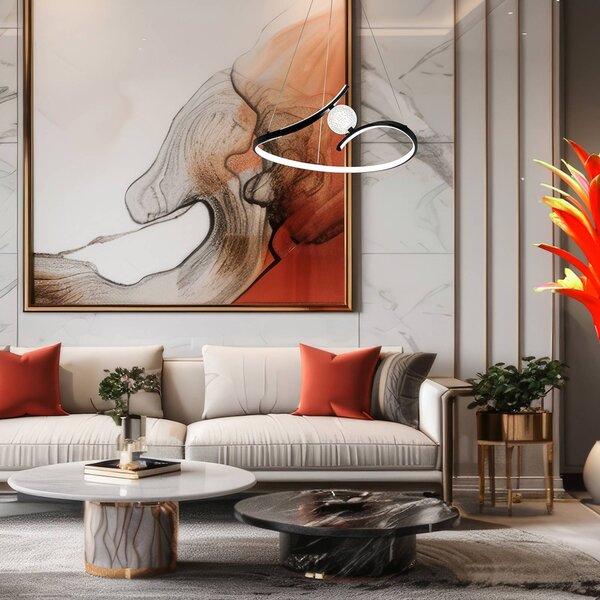 Lampada LED a sospensione Perla, metallo, acrilico, nero, 4.000 K Perla Milagro Lighting, Nero, Soggiorno / Sala da pranzo, Metallo, Moderno