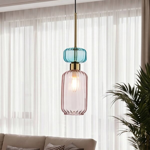 Lampada a sospensione Molly Milagro Lighting, dimmerabile, Violetto / Fucsia / Rosa, Soggiorno / Sala da pranzo, Vetro, Moderno, Lampada a sospensione