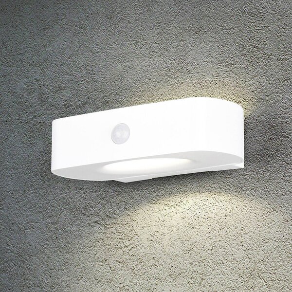 Reality Leuchten Applique solare Bilbao, bianca, altezza 6 cm, sensore, up/down Bilbao, Bianco / Opale, Plastica