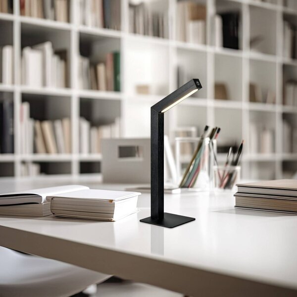 Reality Leuchten Lampada da tavolo a LED Skip, dimmerabile, Nero, Soggiorno / Sala da pranzo, Legno, Lampada da tavolo LED