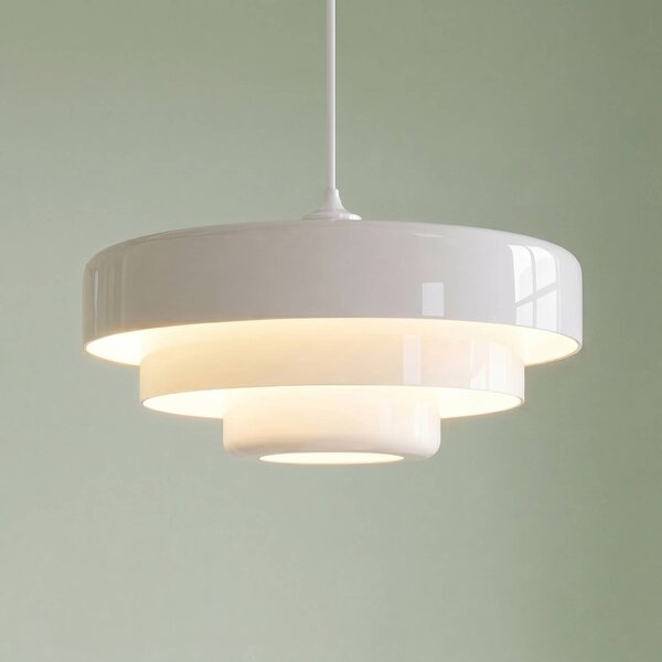 Lampada a sospensione Tivra Lindby, dimmerabile, Bianco / Opale, Soggiorno / Sala da pranzo, Metallo, Design, Lampada a sospensione