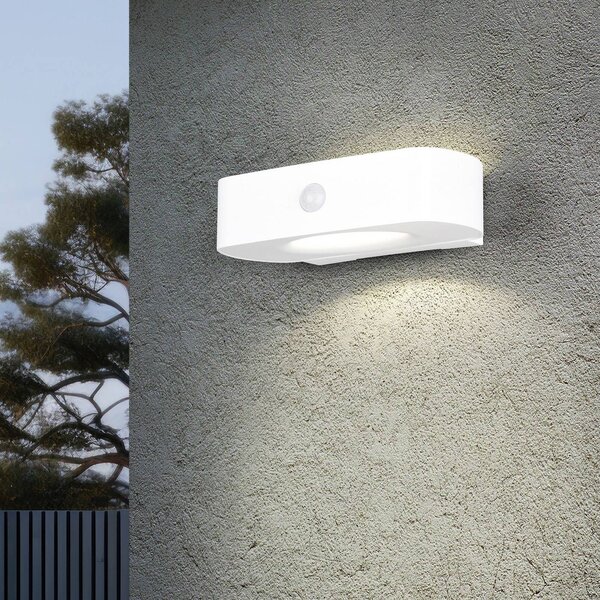 Reality Leuchten Applique solare Bilbao, bianca, altezza 6 cm, sensore, up/down Bilbao, Bianco / Opale, Plastica