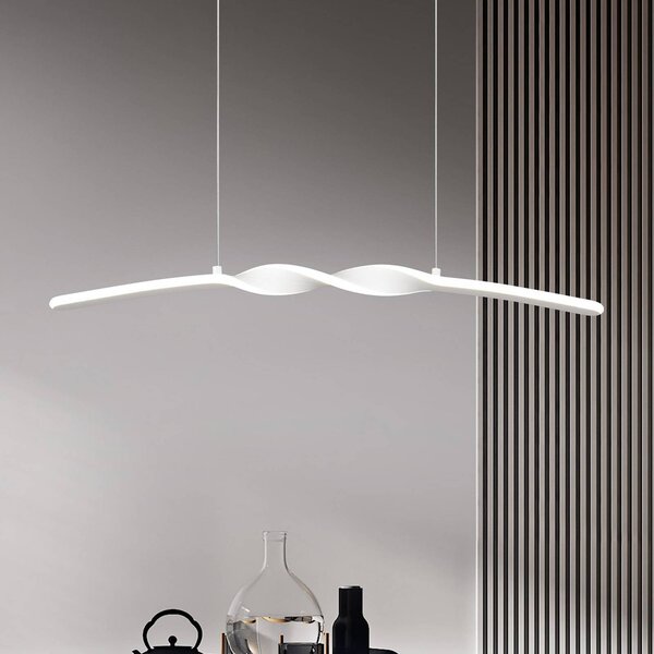 Reality Leuchten Lampada LED a sospensione Ginko, bianco opaco, metallo, lunghezza 79 cm Ginko, Bianco / Opale, Soggiorno / Sala da pranzo, Metallo, Moderno