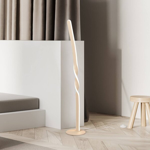 Reality Leuchten Lampada da terra a LED Ginko, Crema / Ambra, Soggiorno / Sala da pranzo, Metallo, Moderno, Lampada LED da terra
