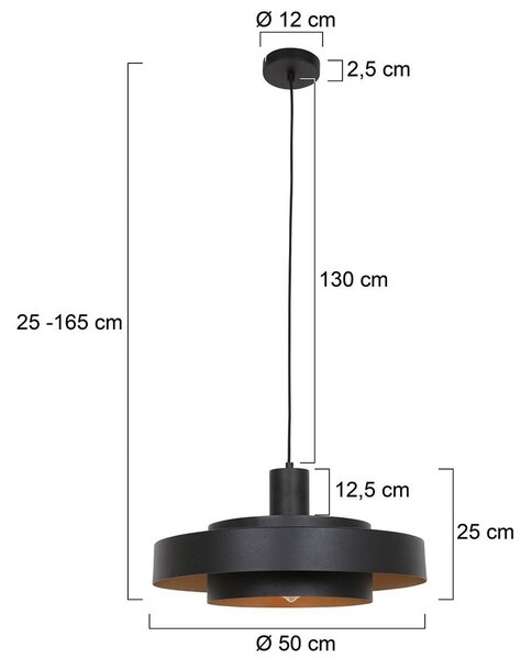 Steinhauer Lampada a sospensione Flinter, dimmerabile, Nero, Soggiorno / Sala da pranzo, Metallo, Moderno, Lampada a sospensione