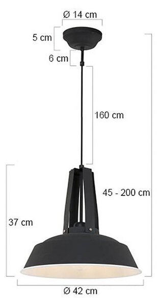 Steinhauer Lampada a sospensione Eden, dimmerabile, Nero, Cucina, Metallo, Vintage, Lampada a sospensione