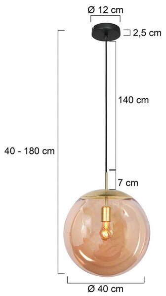 Steinhauer Lampada a sospensione in vetro Bollique, dimmerabile, Crema / Ambra, Soggiorno / Sala da pranzo, Metallo, Lampada a sospensione