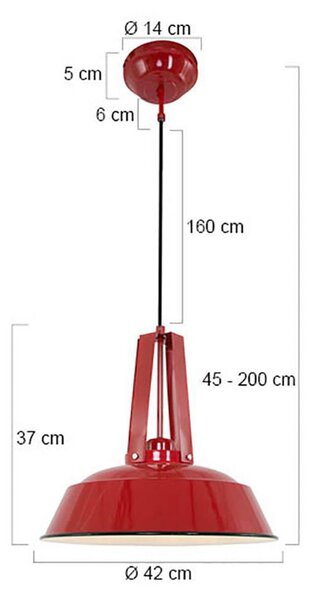 Steinhauer Lampada a sospensione Eden, dimmerabile, Rosso, Cucina, Metallo, Vintage, Lampada a sospensione
