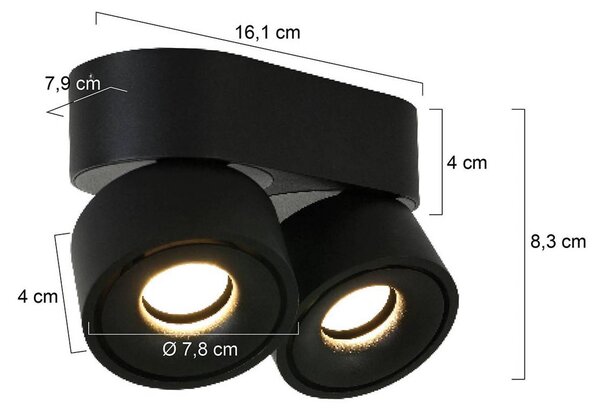 Steinhauer Faretto da soffitto LED Fez, nero, a 2 luci, metallo, orientabile dimmerabile, Nero, Soggiorno / Sala da pranzo, Metallo, Moderno