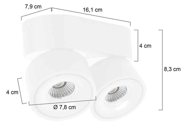 Steinhauer Faretto da soffitto LED Fez, bianco, a 2 luci, metallo, orientabile dimmerabile, Bianco / Opale, Soggiorno / Sala da pranzo, Metallo, Moderno