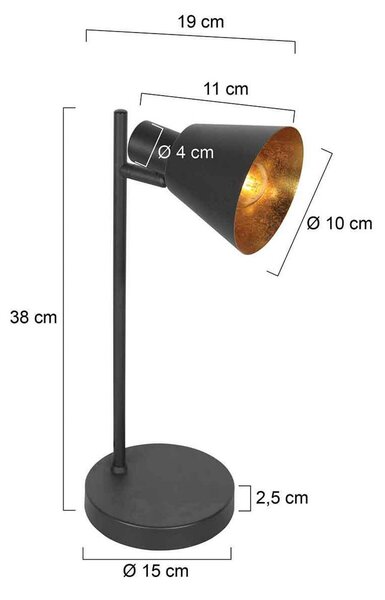 Steinhauer Lampada da tavolo Oeroe, a 1 luce, nera, metallo, E14 Oeroe, Nero, Soggiorno / Sala da pranzo, Metallo, Lampada LED da terra