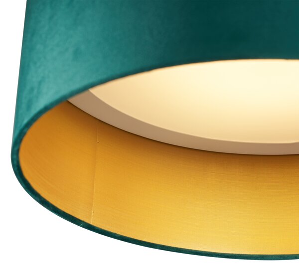 Plafoniera moderna verde velluto 40cm incl. LED dimmerabile a 3 livelli - Sue