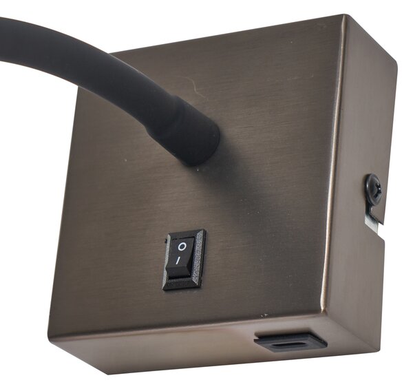 Lampada da parete moderna color canna di fucile con porta USB-C - Gosna