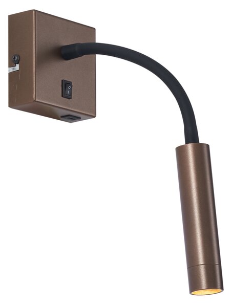 Lampada da parete moderna bronzo con porta USB-C - Gosna