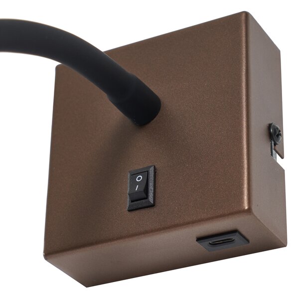 Lampada da parete moderna bronzo con porta USB-C - Gosna