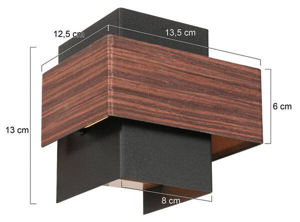 Steinhauer Applique da parete a LED Muro, dimmerabile, Legno scuro, Soggiorno / Sala da pranzo, Metallo, Moderno, Applique a LED