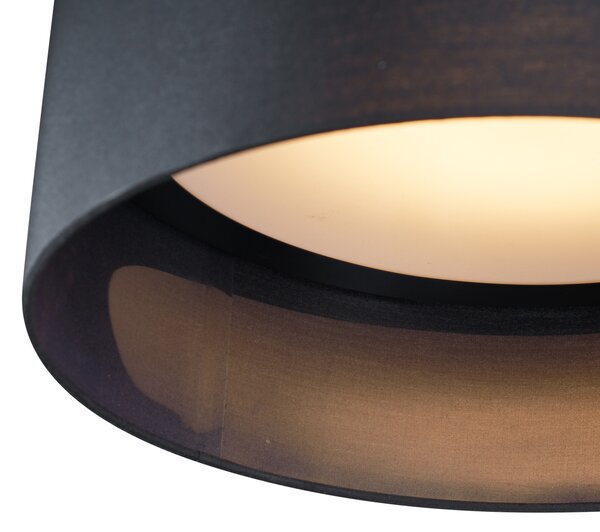 Plafoniera moderna nera trasparente 40cm incl. LED dimmerabile a 3 livelli - Sue