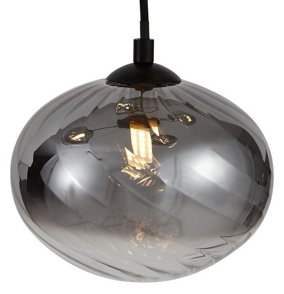 Lampada a sospensione moderna nera con vetro fumé - Jia
