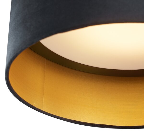 Plafoniera moderna in velluto nero 40cm con LED dimmerabile a 3 livelli - Sue