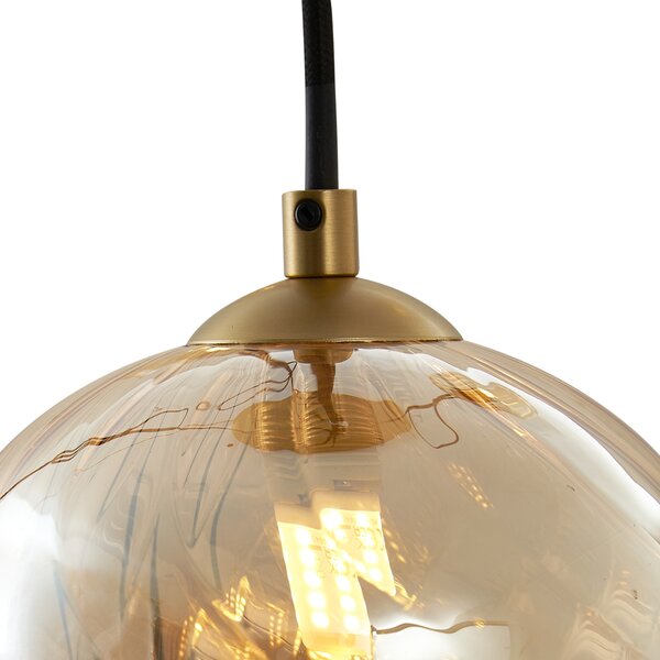 Lampada a sospensione Art Déco oro con vetro ambrato - Jia
