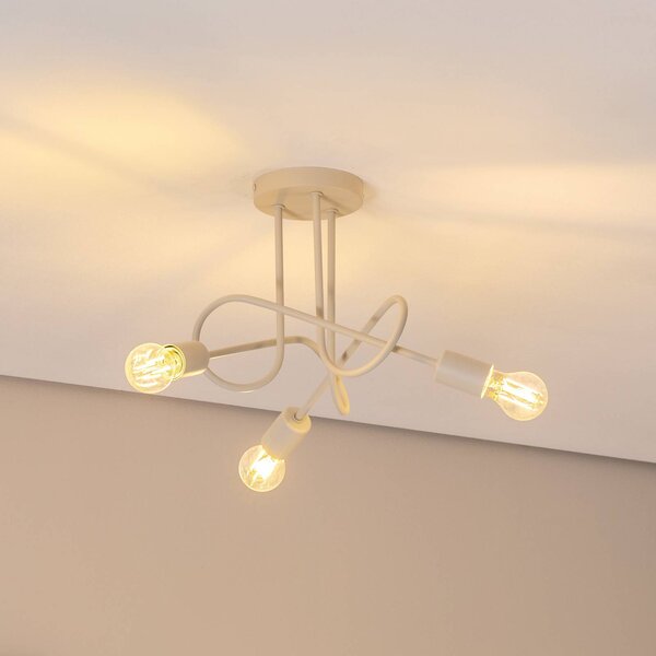 Plafoniera soffitto Oxford HELAM, dimmerabile, Crema / Ambra, Soggiorno / Sala da pranzo, Metallo, Plafoniera