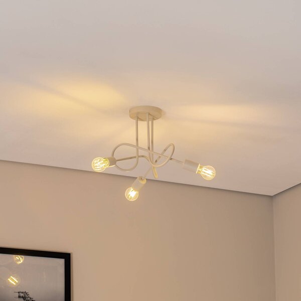 Plafoniera soffitto Oxford HELAM, dimmerabile, Crema / Ambra, Soggiorno / Sala da pranzo, Metallo, Plafoniera