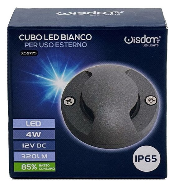 Segnapasso calpestabile Led 12V 4W a superfice Rotondo Doppia emissione Grigio IP65 Bianco neutro 4000K Wisdom