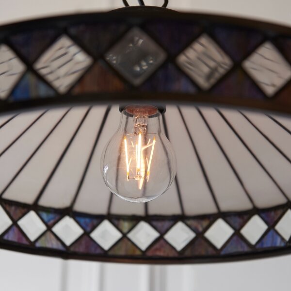 Endon 112196 - Lampadario con catena stile Tiffany FARGO 1xE27/60W/230V, diametro 41,5 cm