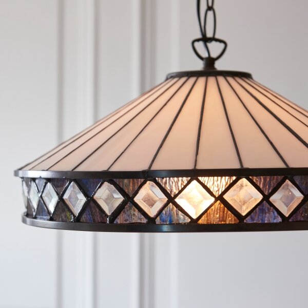 Endon 112196 - Lampadario con catena stile Tiffany FARGO 1xE27/60W/230V, diametro 41,5 cm