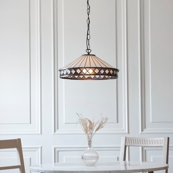 Endon 112196 - Lampadario con catena stile Tiffany FARGO 1xE27/60W/230V, diametro 41,5 cm