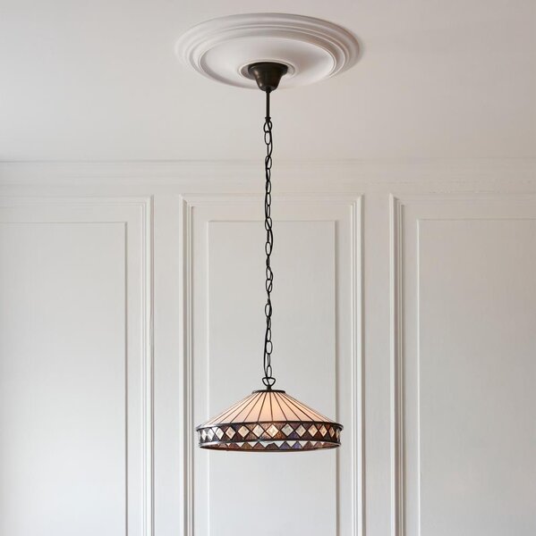 Endon 112196 - Lampadario con catena stile Tiffany FARGO 1xE27/60W/230V, diametro 41,5 cm