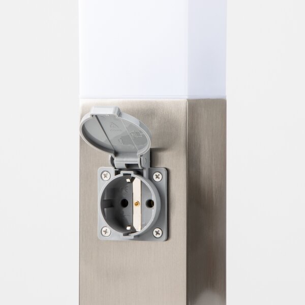 Brilagi - Lampada da esterno con 2 prese SCHUKO NOVA 1xE27/15W/230V 40 cm IP44 cromata