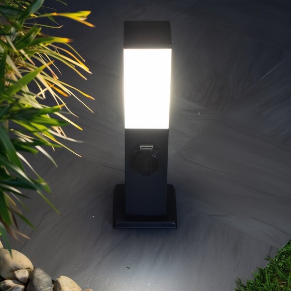 Brilagi - Lampada da esterno con 2 prese SCHUKO NOVA, portalampada 1x E27/15W/230V, 40 cm, IP44, nero