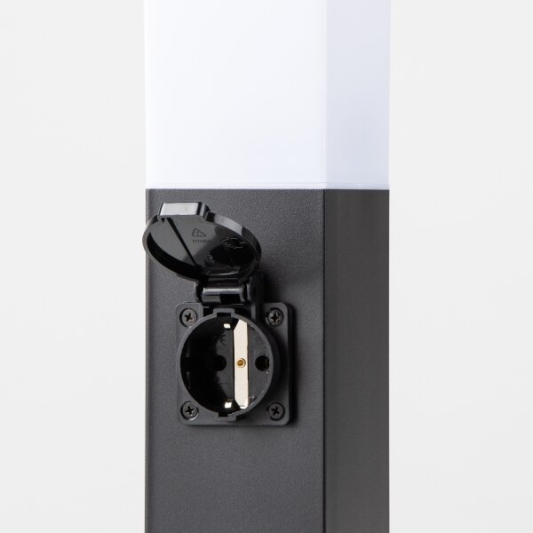 Brilagi - Lampada da esterno con 2 prese SCHUKO NOVA, portalampada 1x E27/15W/230V, 40 cm, IP44, nero