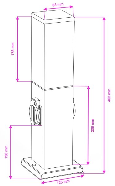 Brilagi - Lampada da esterno con 2 prese SCHUKO NOVA, portalampada 1x E27/15W/230V, 40 cm, IP44, nero