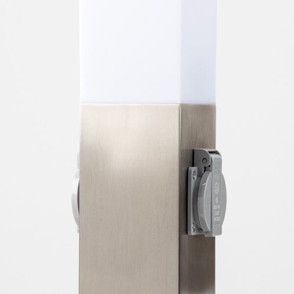 Brilagi - Lampada da esterno con 2 prese SCHUKO NOVA 1xE27/15W/230V 40 cm IP44 cromata