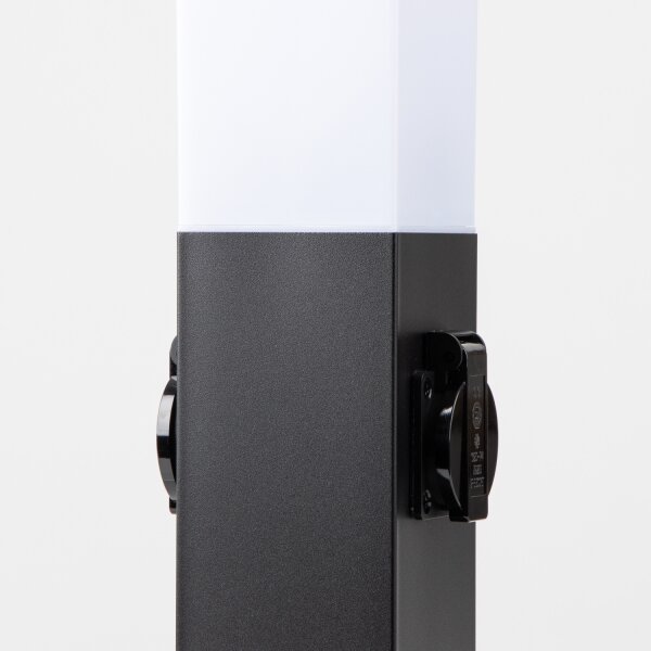 Brilagi - Lampada da esterno con 2 prese SCHUKO NOVA, portalampada 1x E27/15W/230V, 40 cm, IP44, nero