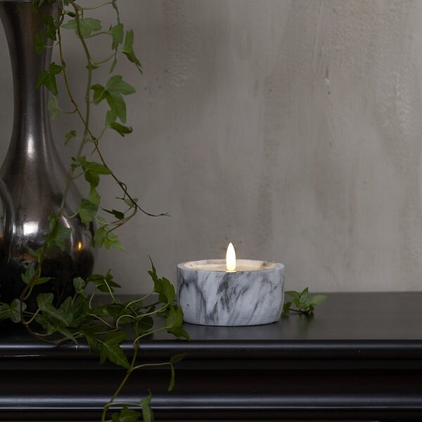 Candela LED in cemento grigio e bianco, altezza 7,5 cm Flamme Marble - Star Trading