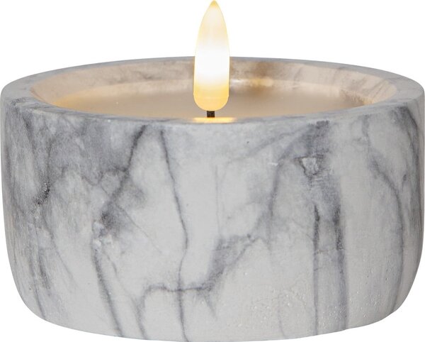 Candela LED in cemento grigio e bianco, altezza 7,5 cm Flamme Marble - Star Trading