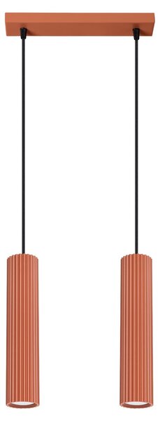 Lampada a sospensione KARBON 2 rosso ocra 2xGU10 10W alluminio 90x6.5x30cm Sollux Lighting