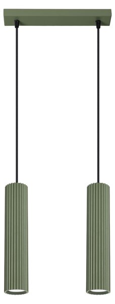 Lampada a sospensione KARBON 2 verde oliva 2xGU10 10W alluminio 90x6.5x30cm Sollux Lighting